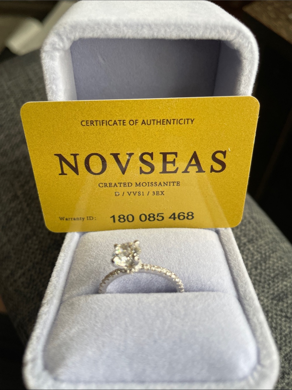Novseas White Moissanite Solitaire Ring in Silver